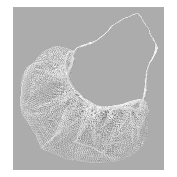 Beard Cover, Nylon, Polyester, 18 in Dia., White, Universal, 1000 PK