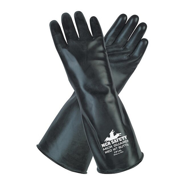CP14 Chemical Resistant Gloves, Butyl, 14 in L, 14 mil, Black, M, 1 PR
