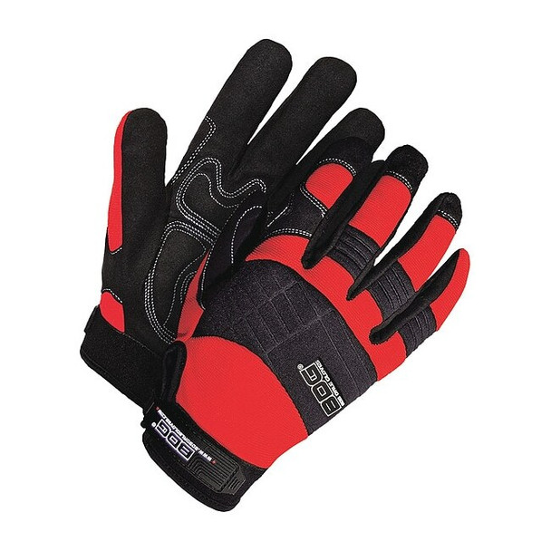 X-Site Mechanics Gloves, Synthetic Leather Palm, Spandex Back, M, Black/Red