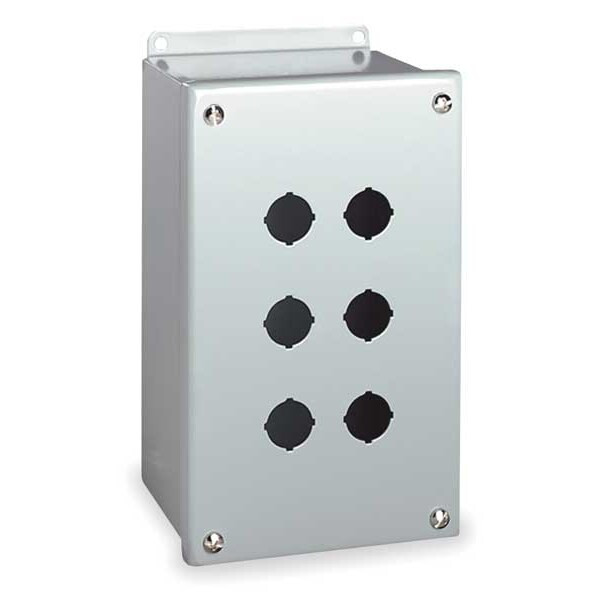 Wiegmann Pushbutton Enclosure,22mm,6 Holes,Steel PBGX6