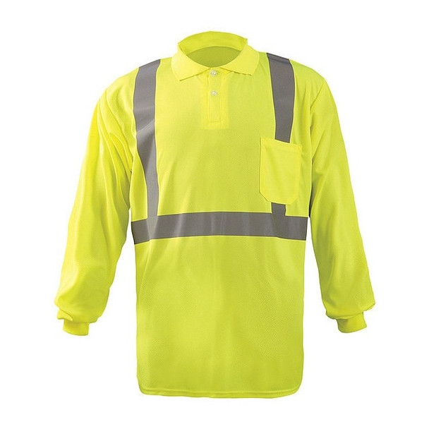 Unisex Long Sleeve Polo Shirt, Polyester, Button, Yellow, M