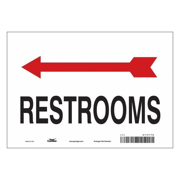 Condor RESTROOMS, 10 in W x 7 in H, Vertical Rectangle, Vinyl, 473Y76 473Y76