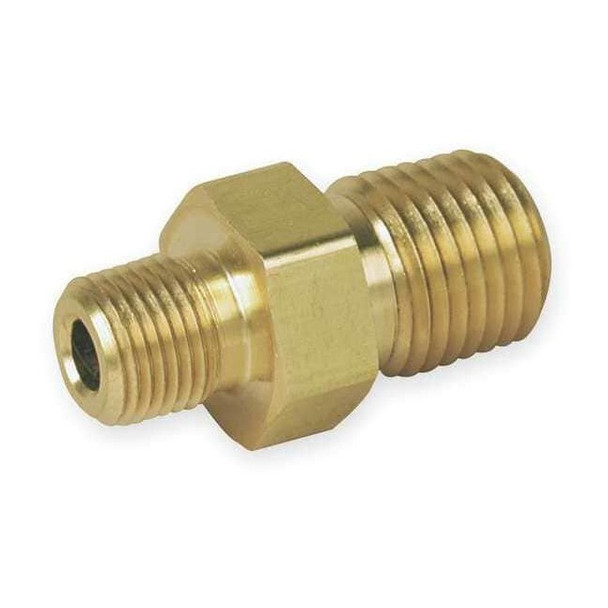 Reducing Hex Nipple Brass Pipe Fitting, 1/2 in Male NPT X 1/4 in Male NPT