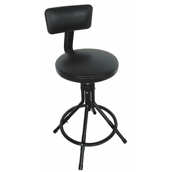Manufacturer Varies Round Stool with Backrest, Height 24" to 28"Black 5NWH8
