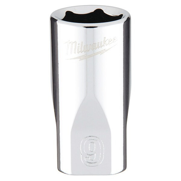 1/4 in. Drive 9mm Metric 6-Point Socket with FOUR FLAT Sides