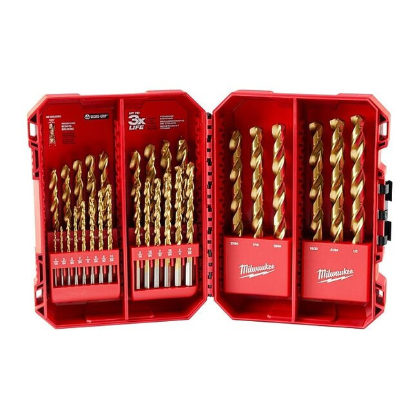 Milwaukee Tool THUNDERBOLT Titanium-Coated Drill Bit Set, 29-Piece 48-89-0012