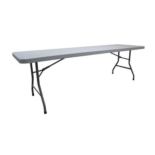 Rectangle Folding Table, 30" W, 96" L, 29" H, Blow Molded Polyethylene Top, Gray