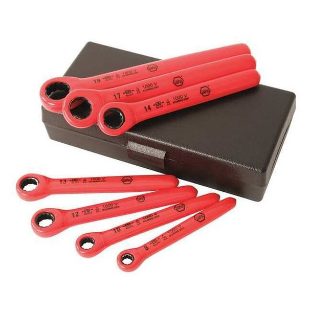 Wiha Box End Wrench Set,Chrome,Stndrd,Metric 21290