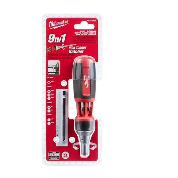 Milwaukee Tool 9-in-1 Square Drive Ratcheting Multi-Bit Driver 48-22-2322