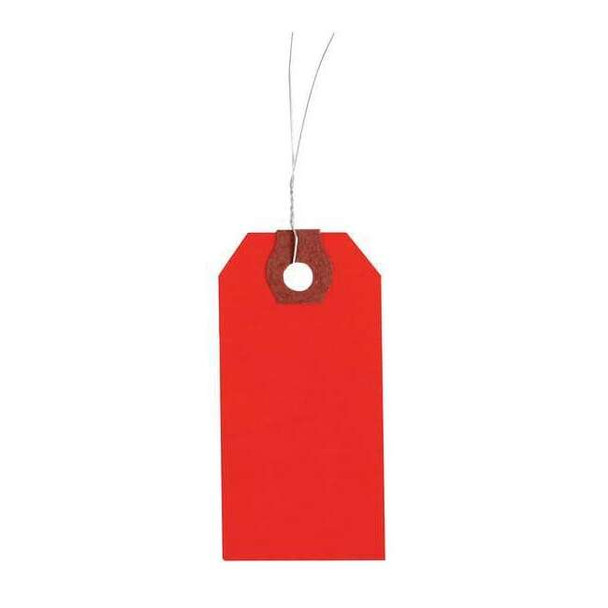 2-3/8" x 4-3/4" Red Paper Wire Tag, Includes 12" Wire, Pk1000