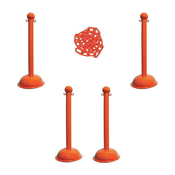Barrier Post Kit, Safety Orange, 41 in Post Height, Gloss