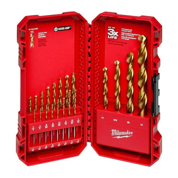 Milwaukee Tool THUNDERBOLT Titanium-Coated Drill Bit Set, 20-Piece 48-89-1105