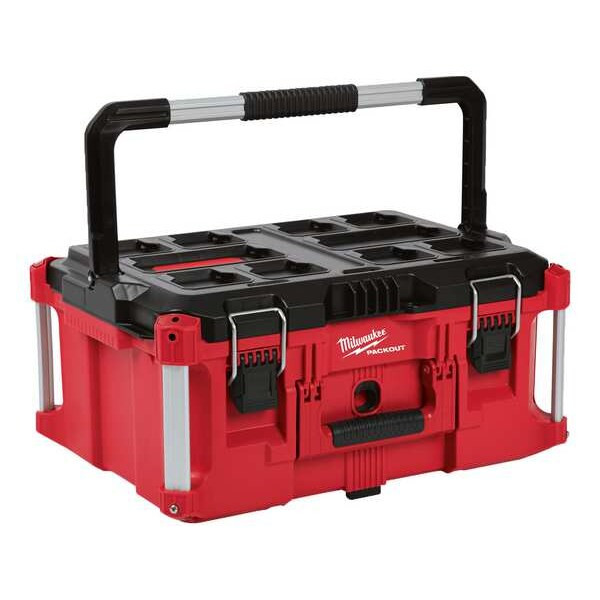 PACKOUT Large Tool Box, Polymer, Black/Red, 22 in W x 16-1/4 in D x 11 in H
