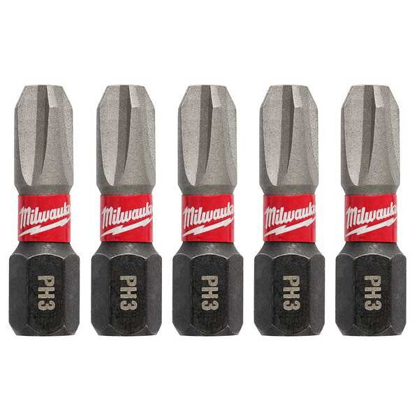 SHOCKWAVE 1 in Phillips No. 3 Impact Duty Power Bit, 5-Piece Pack