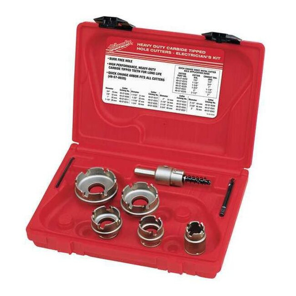 Milwaukee Tool Carbide Cutter Sheet Metal Electrician's Kit - 7PC 49-22-8310