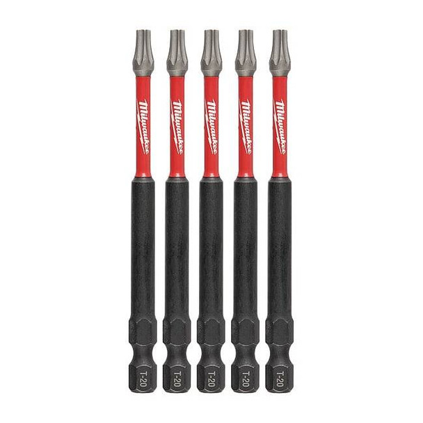 Milwaukee Tool DriverBit,L:3.5",BitSize:T20,PK5 48-32-4578