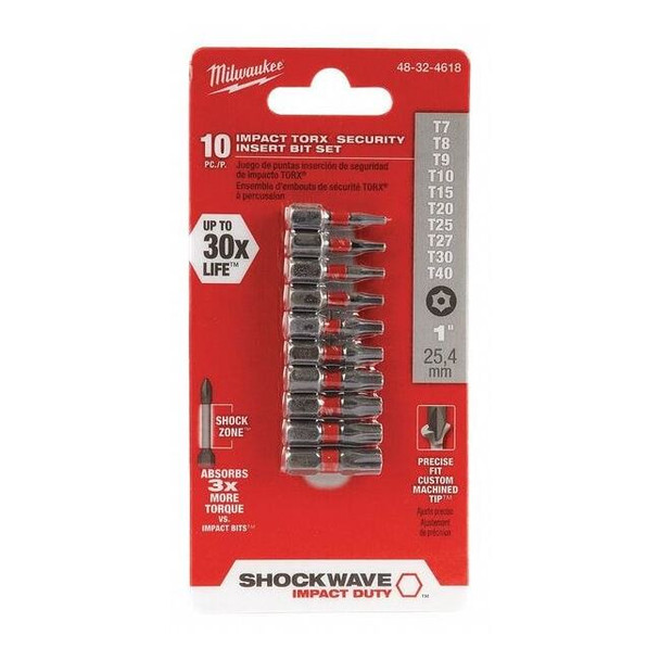 Milwaukee Tool SHOCKWAVE Torx Security Insert Bit Set - 10PC 48-32-4618