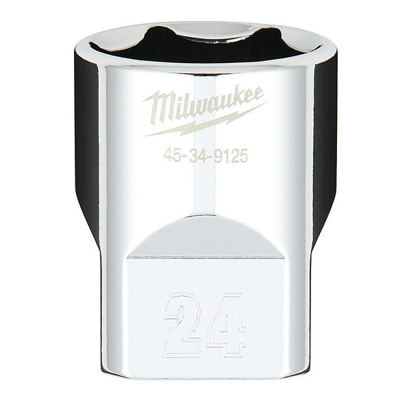 1/2 in. Drive 24mm Metric 6-Point Socket with FOUR FLAT Sides
