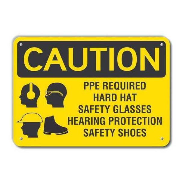Caution Sign,Recycled Aluminum,10 in. H, LCU3-0188-RA_14x10