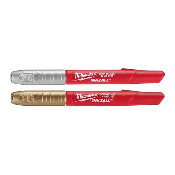 Milwaukee Tool 2PK INKZALL Silver/Gold Metallic Fine Point Marker 48-22-3123