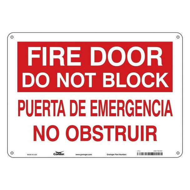 Condor Safety Sign Emergency Exit, Aluminum, 14 in W, 10 in H, White 467V89