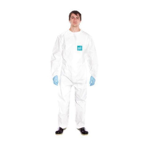 Ansell Collared Coverall, M, White, Microporous Laminate WH20-B-92-177-03