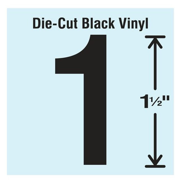 Stranco NumberLabel,Vinyl,1-1/2inH,7/8inW,PK10 DBV-1.5-1-10