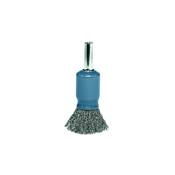 Coated Cup Crimped Wire End Brush, Stainless Steel, 25,000 rpm, 1/2" x 0.006"