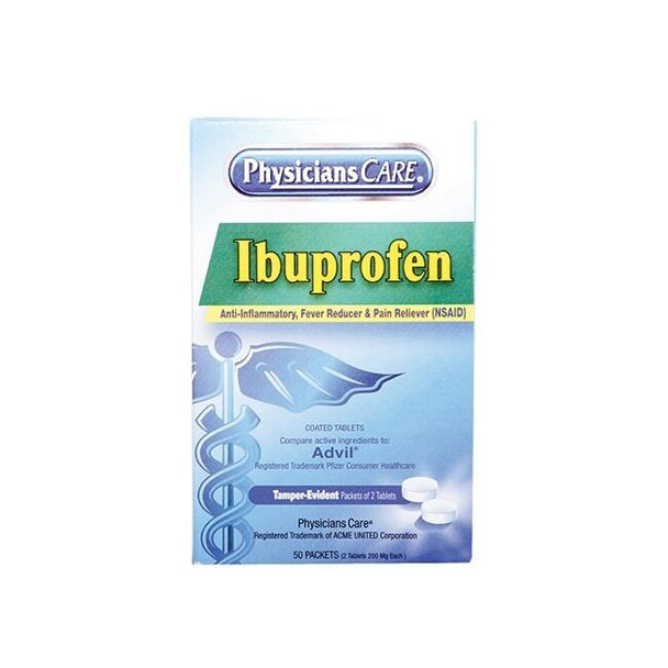 Ibuprofen Pain Reliever, 200 mg, 2 Pkg/50 Each
