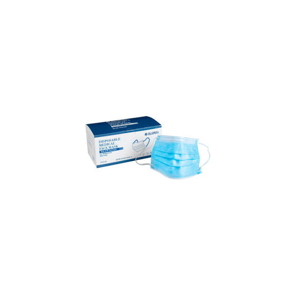 Global Industrial Disposable Medical Face Mask 3-Ply w/Earloops ASTM Level 3 Blu