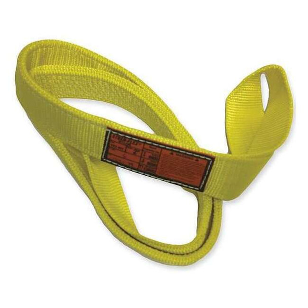 Synthetic Web Sling, Type 4, 8 ft L, 2 in W, Nylon, Yellow
