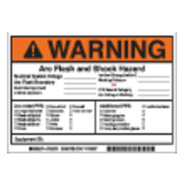 Brady Label, 5in.Hx, 7in.W, Warning Arc Flash, PK5 145973
