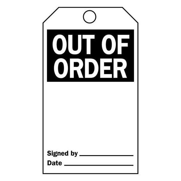 Brady Tag,Black/White,5-3/4inH,3inW,PK25 76215