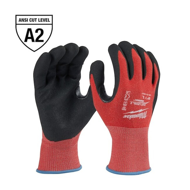Cut-Resistant Coated Gloves, Cut Level A2 ,Dipped ,Nitrile ,Sandy ,L 1 PR