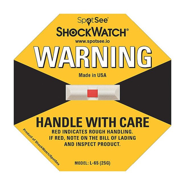 Shockwatch G-Force Indicating Label, Yellow, PK50 20700