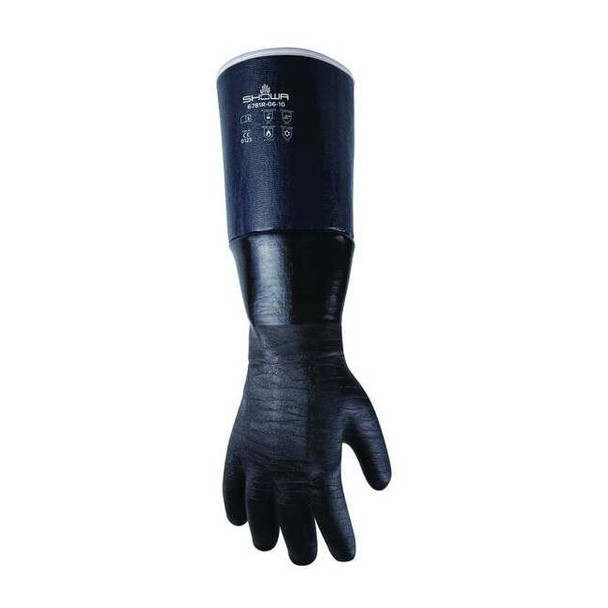 Showa Chemical Resistant Gloves, Black, 1 PR 6781R-06-10