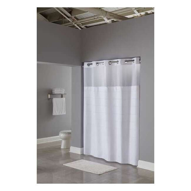 Hookless Shower Curtain, Plastic, White, 71 in W, 77 in L HBH20MPT01SLAM