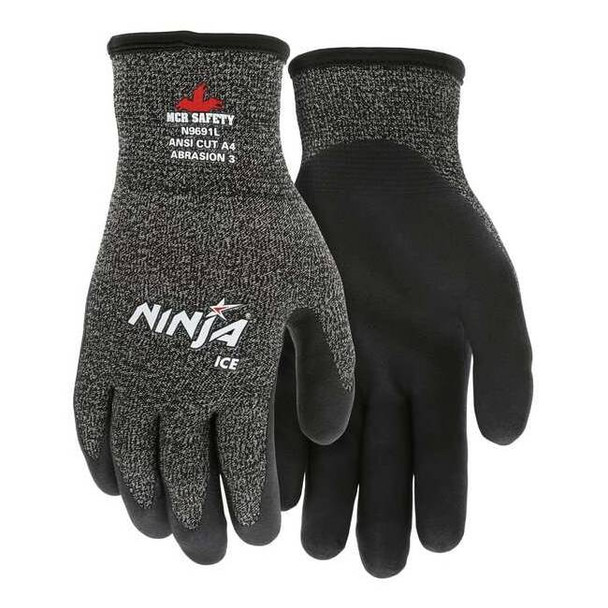 Mcr Safety Ninja Ice Acrylic Terry Inner Lining, S, Black, White N9691S