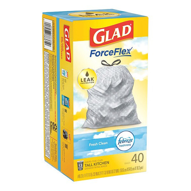 13 gal Trash Bags, 24 in x 27 1/2 in, Extra Heavy-Duty, 0.78 mil, White