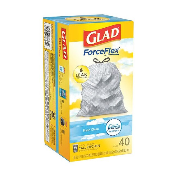 13 gal Trash Bags, 24 in x 27 1/2 in, Extra Heavy-Duty, 0.78 mil, White