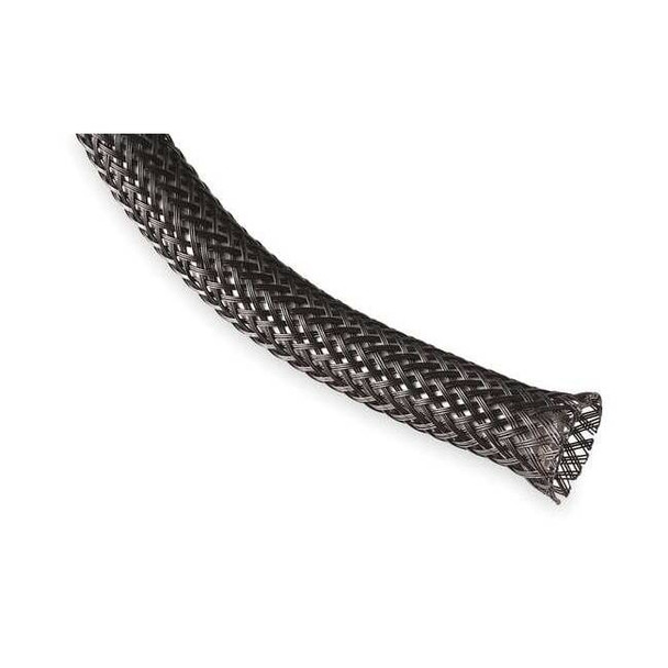 Braided Cable Sleeve, 3/8 in Inside Dia., 3/4 in Max Bundle Dia., 100 ft, Black