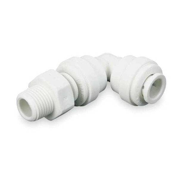 Push-Fit Elbow Fitting, 1/4 in Tube Size, Acetal, Gray, 10 PK