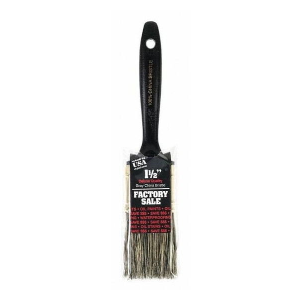 1-1/2" Varnish Soft, Gray China Bristle, Paint Brush, Plastic Handle