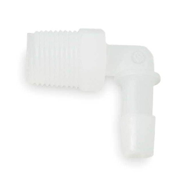 Eldon James Elbow,PVDF,Barbed1/2in,MNPT1/2in,PK5 L8-8NK