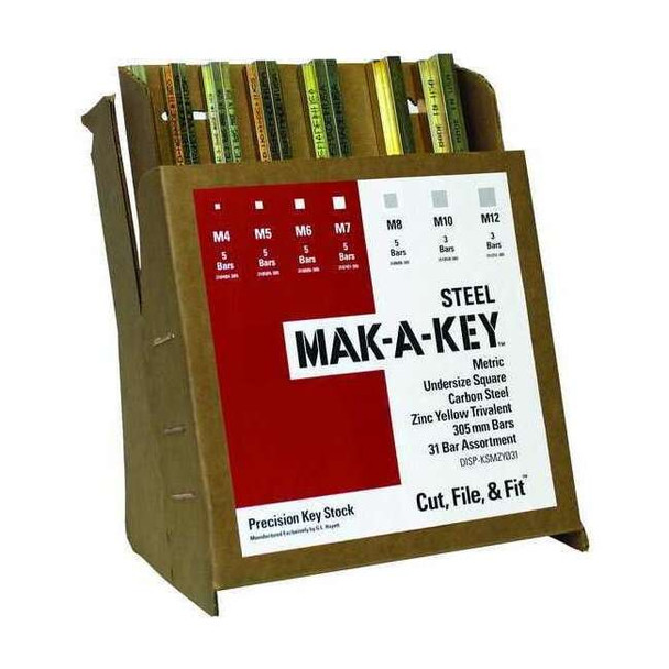 Mak-A-Key Oversized Key Stock Assortment, Square End, Steel DISP-KSMZY031-OV