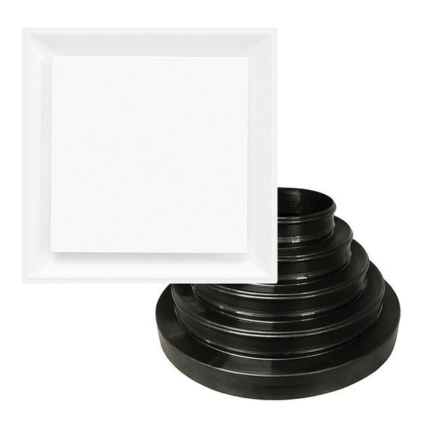 American Louver 6 to 14 in Square Square Plaque Diffuser, White STR-PQ-W-NRD