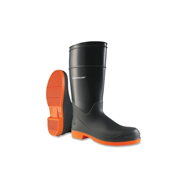 Sureflex Steel Toe Rubber Boots, Men's 8, 16 in Boot, Nitrile/PVC, Black/Orange
