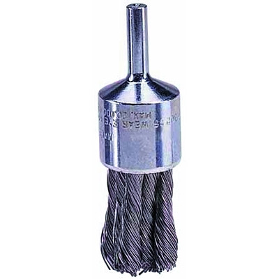 Knot Wire End Brush, Steel Bristles, 1/2 in Brush dia x 0.0104 in Wire, 20000 RPM, 1 EA/EA