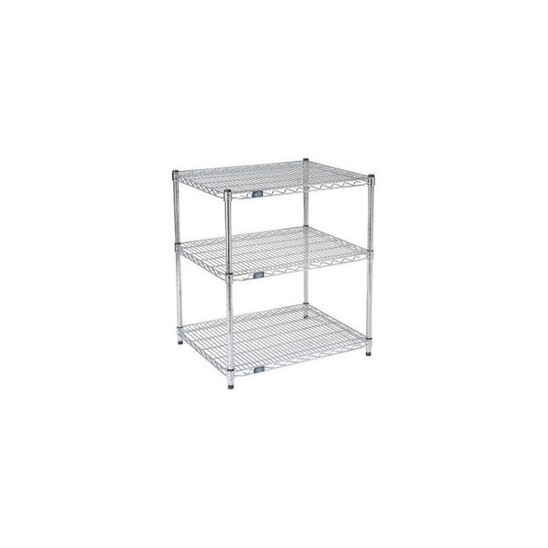 Nexel 3 Shelf Chrome ESD Wire Shelving Unit Starter 36""W x 36""D x 34""H