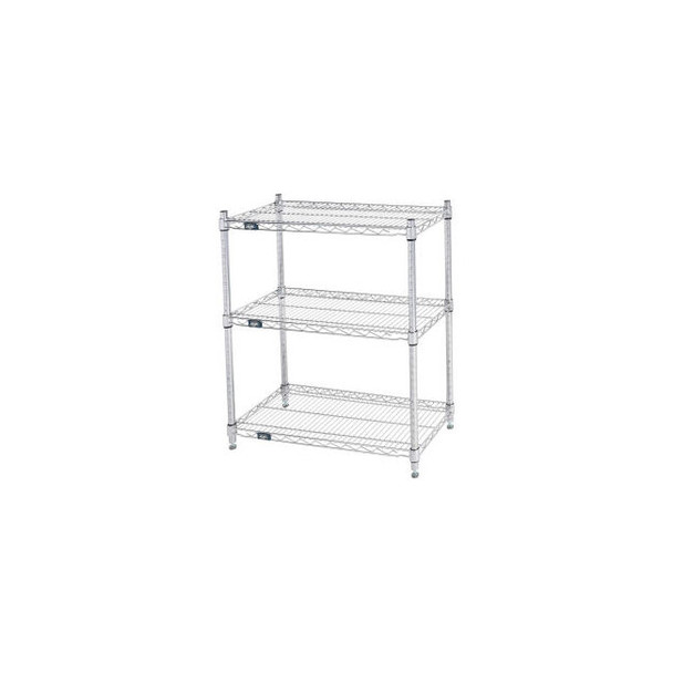 Nexel 3 Shelf Chrome Wire Shelving Unit Starter 30""W x 14""D x 34""H